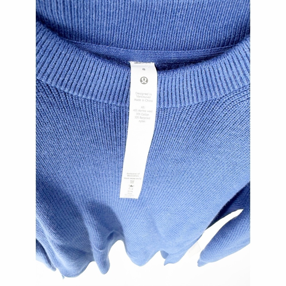 NWT Lululemon Merino Wool-Blend Ribbed Crewneck Sweater Heathered Psychic Size 8 - Picture 6 of 6